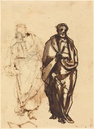 Draped Figure with a Staff, by Cherubino Alberti, ink, 1584