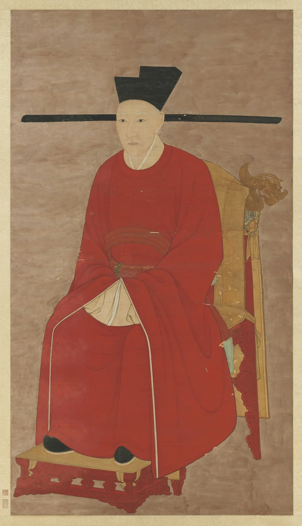 Seated Portrait of Emperor Gaozong, detail