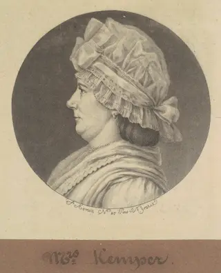 Elizabeth Marius Kemper, by Charles B. J. Févret de Saint-Mémin, ink, 1797