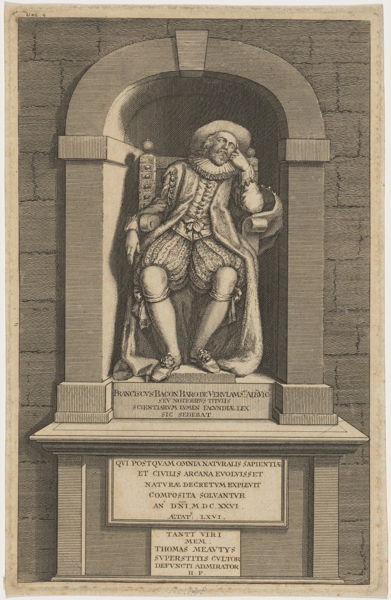 Monument of Bacon in Saint Michael's Church, Saint Albans, detail