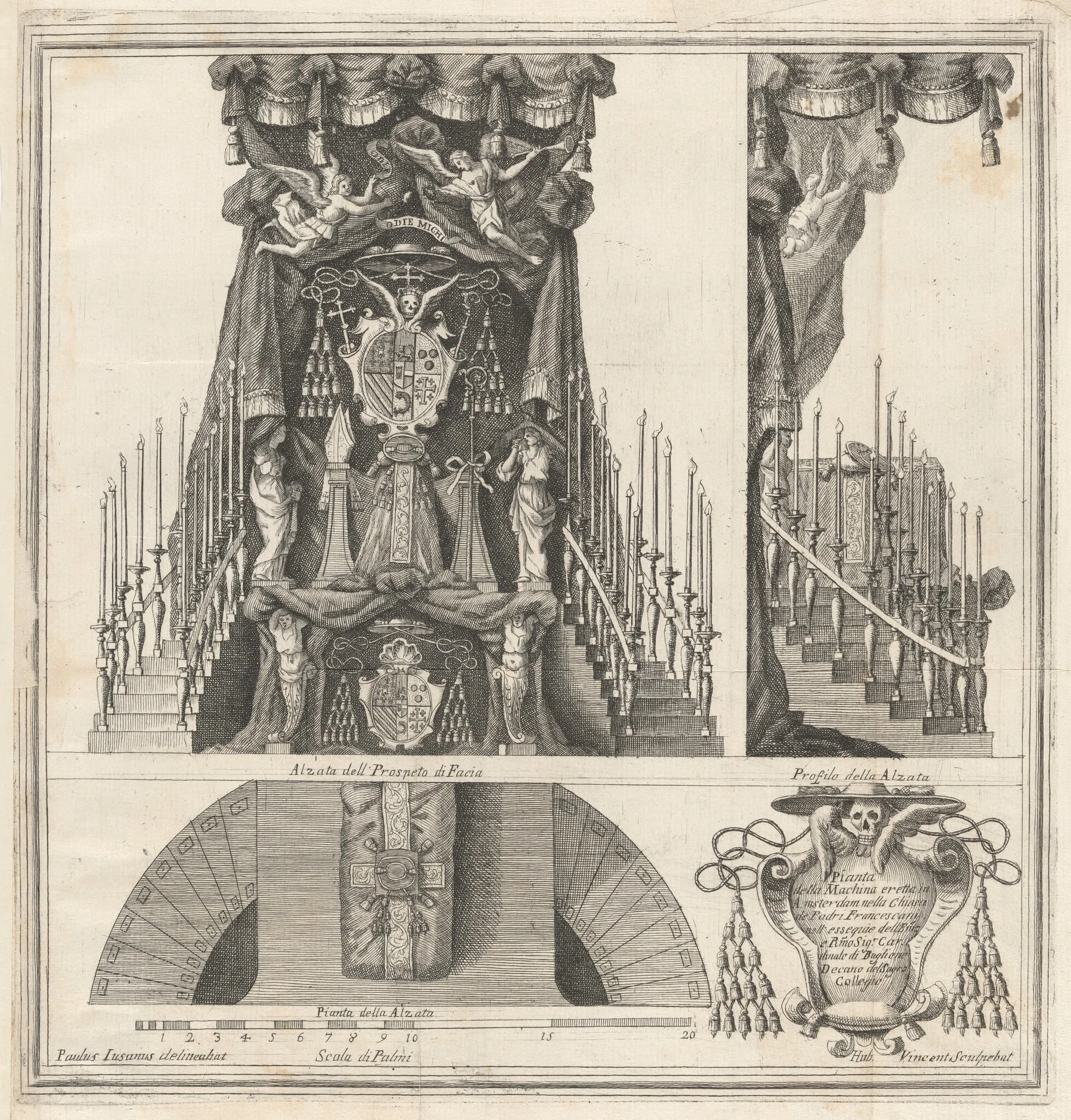 Plan, Elevation and Section of the Funeral Monument to the Cardinal of Bouillon, detail