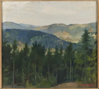 Mountainscape, by Wincenty Drabik, oil, 1905
