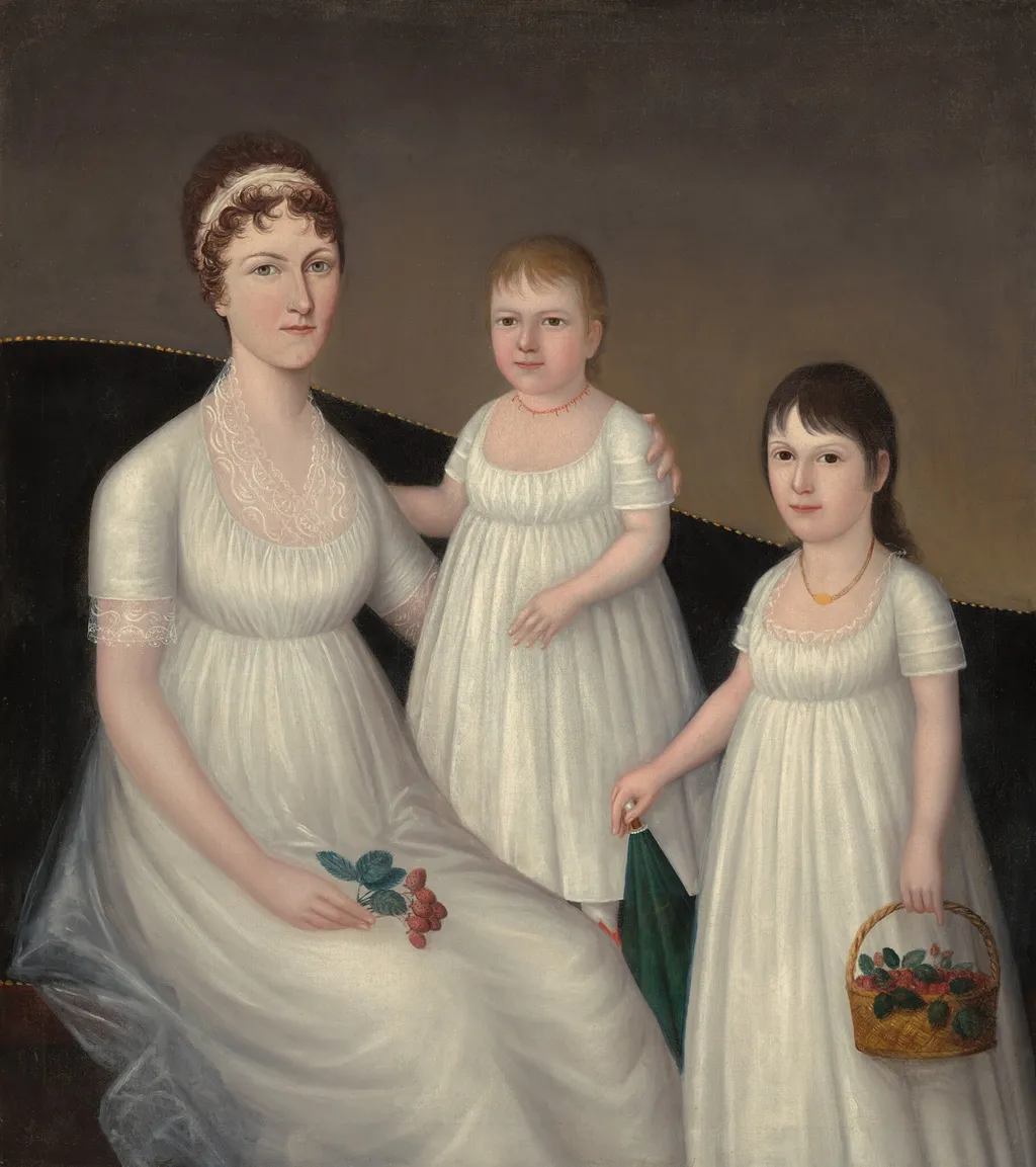 Grace Allison McCurdy (Mrs. Hugh McCurdy) and Her Daughters, Mary Jane and Letitia Grace, by Joshua Johnson, oil, 1806