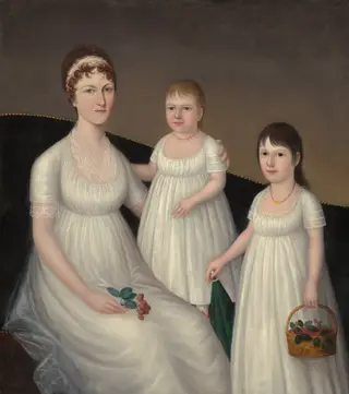 Grace Allison McCurdy (Mrs. Hugh McCurdy) and Her Daughters, Mary Jane and Letitia Grace, by Joshua Johnson, oil, 1806