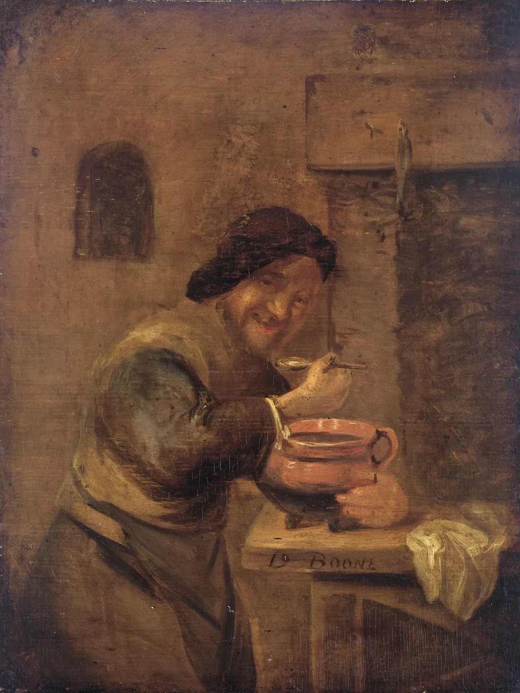 The porridge eater, by Daniël Boone, oil, 1650