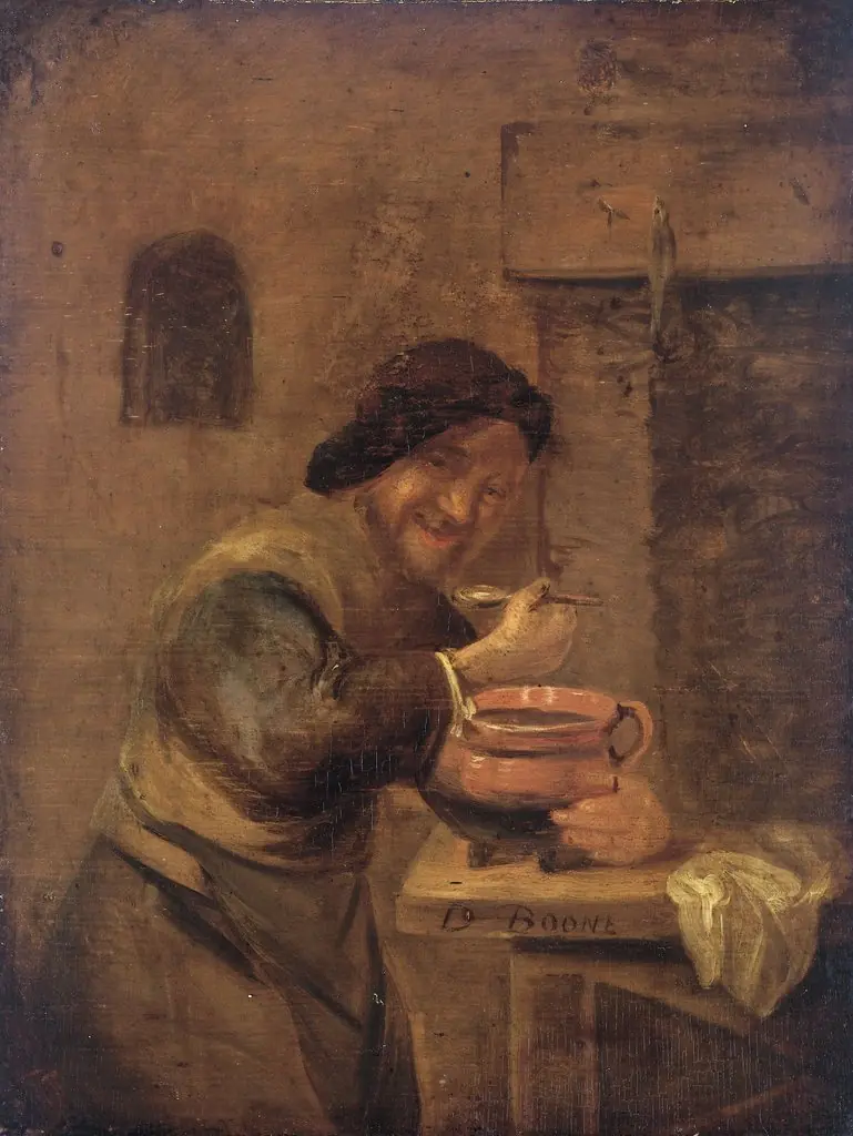 The porridge eater, by Daniël Boone, oil, 1650