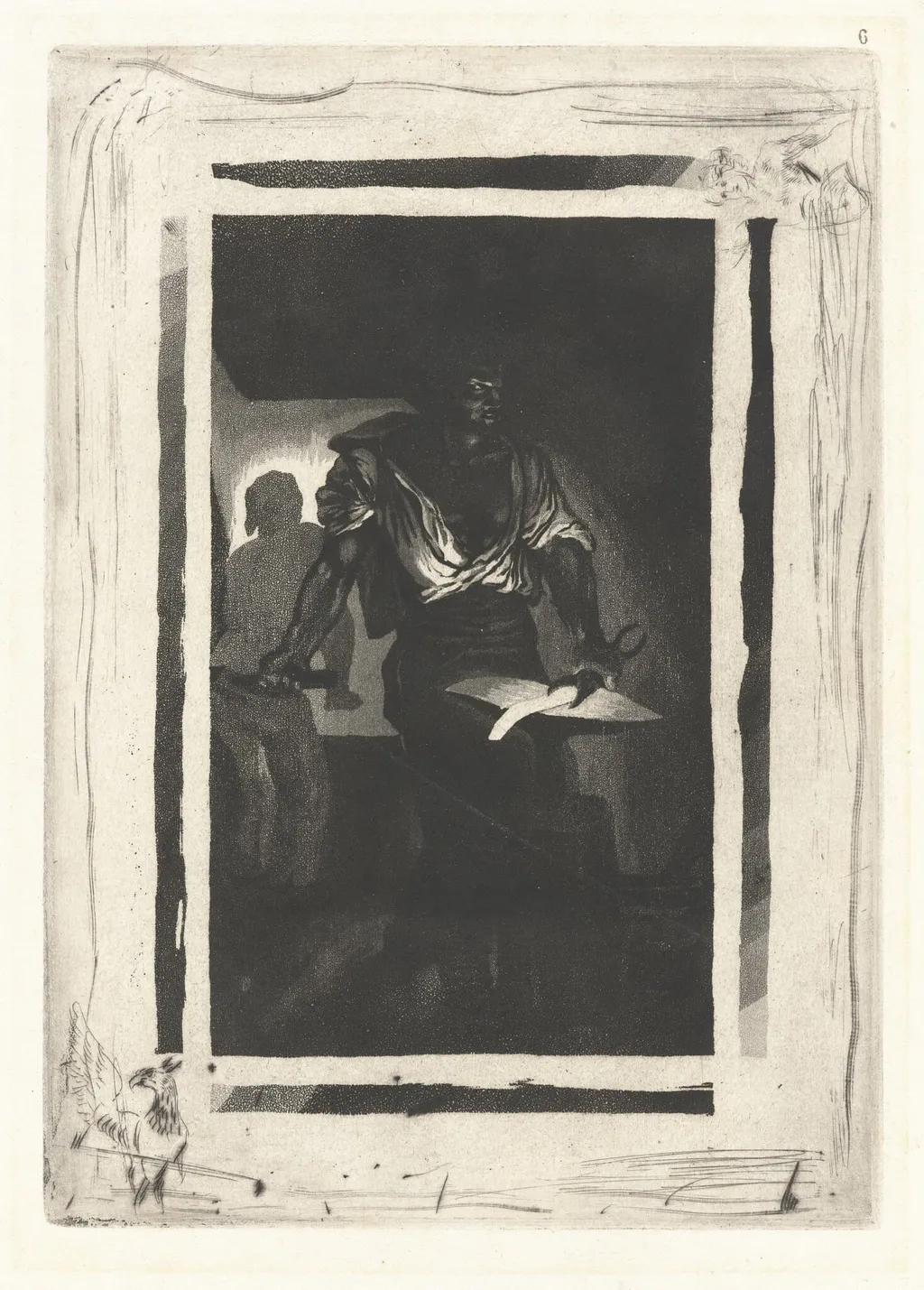 A Blacksmith (Un Forgeron), by Eugène Delacroix, ink, 1833