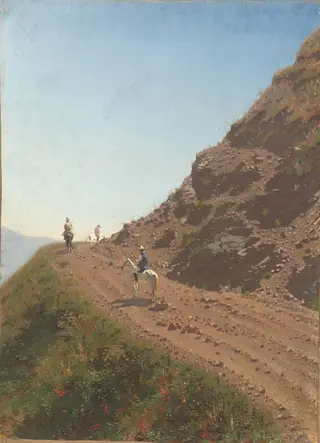 Nomadic road in the Alatau Mountains, by Vasily Vereshchagin, unspecified, 1869