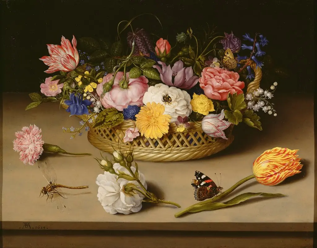 Flower Still Life, by Ambrosius Bosschaert, oil, 1614