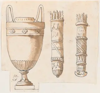 An Urn and Two Quivers, by Jacques-Louis David, ink, 1778