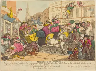 Miseries of London, by Thomas Rowlandson, ink, 1807