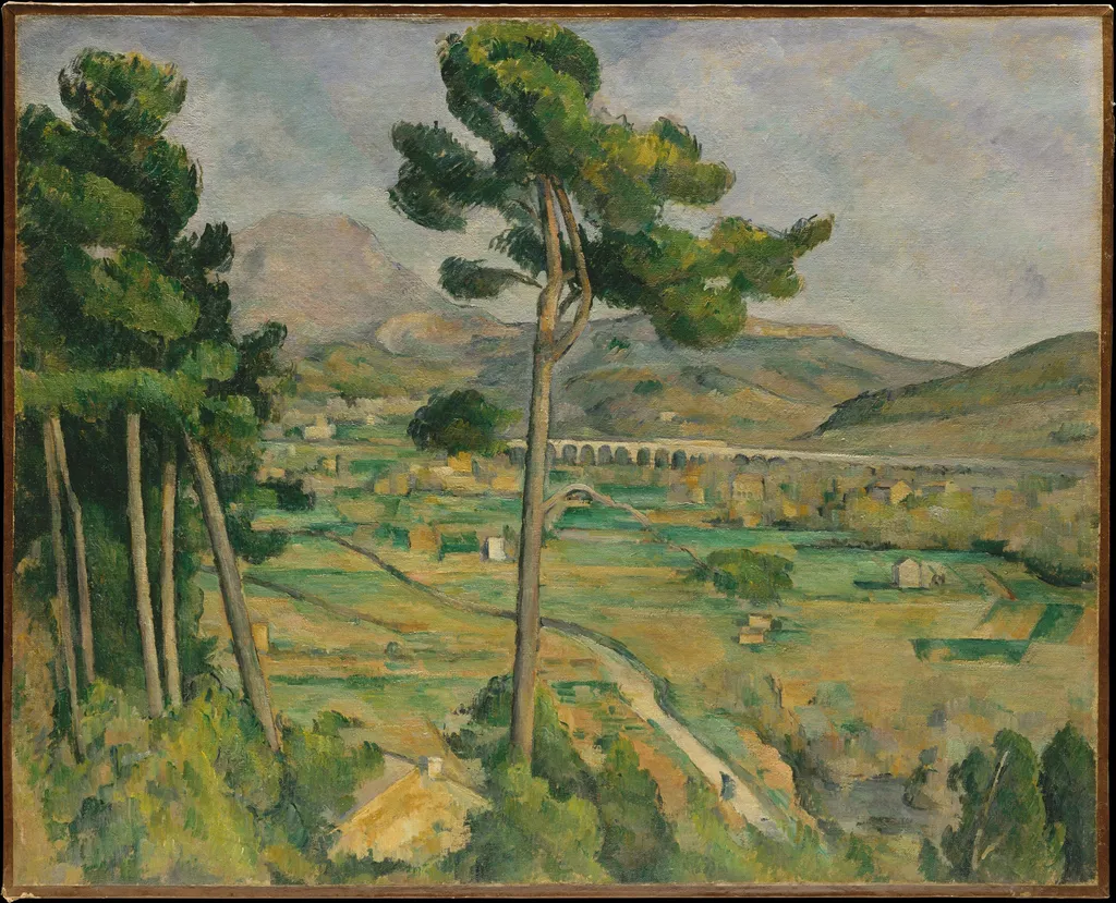 Mont Sainte-Victoire and the Viaduct of the Arc River Valley, by Paul Cézanne, oil, 1892