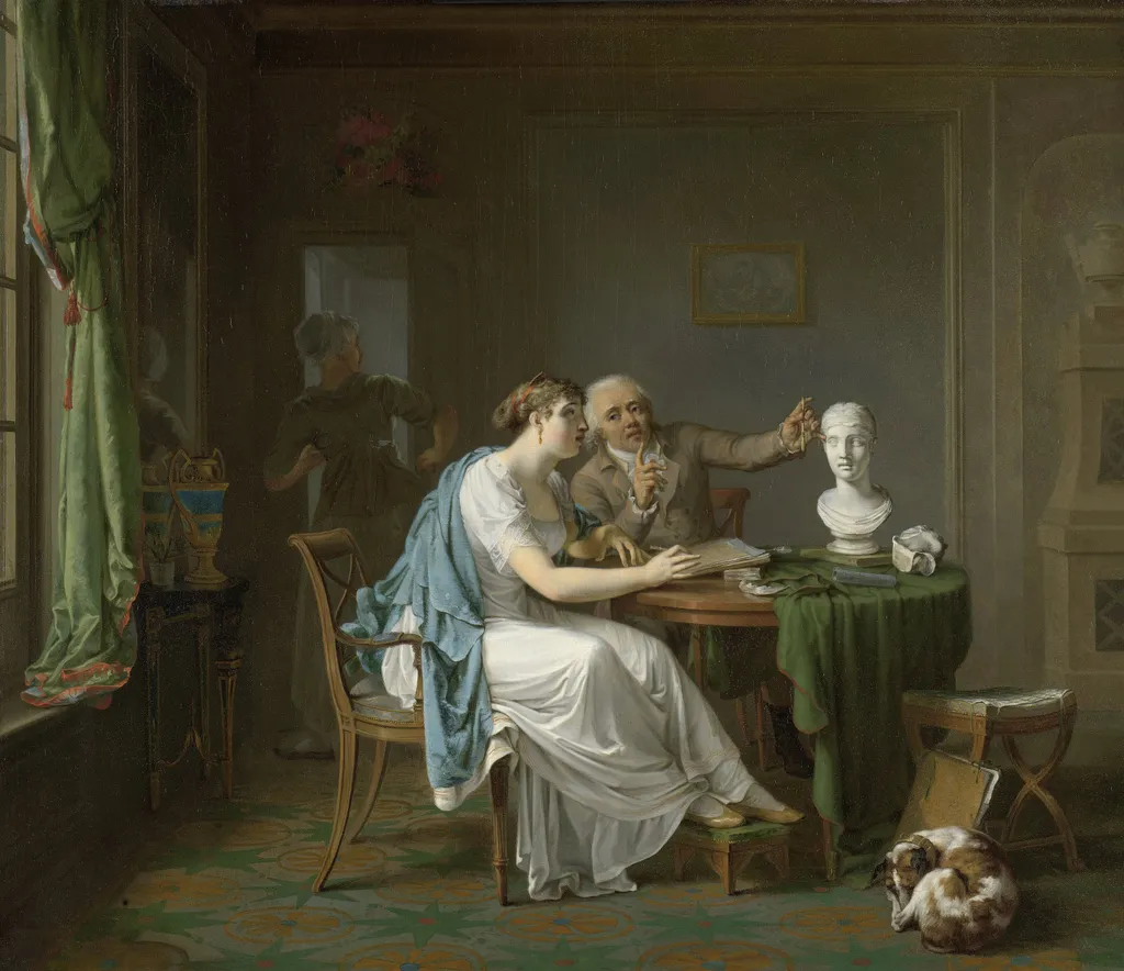 The Drawing Lesson, by Louis Moritz, oil, 1808