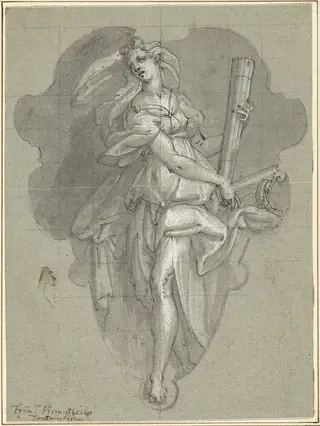Euterpe (Personification of Music), by Friedrich Sustris, gouache, 1571