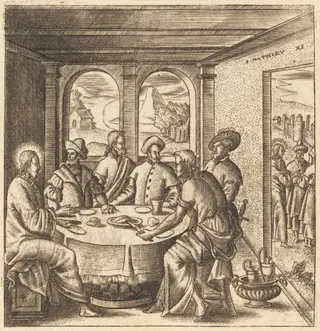 Christ Teaching, by Léonard Gaultier, ink, 1578