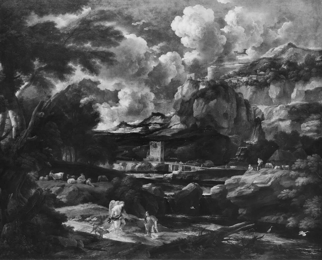 Tobias and the Angel, by Pieter Mulier, oil, 1697