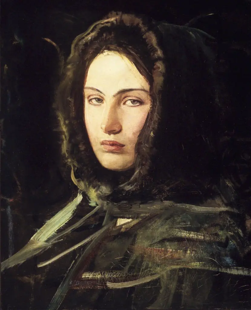 Girl in Fur Hood (Head of a Woman with Fur-Lined hood), by Abbott Handerson Thayer