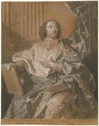 Monseigneur Charles de Saint-Albin, Archbishop of Cambrai, by Rigaud Hyacinthe, chalk, 1740