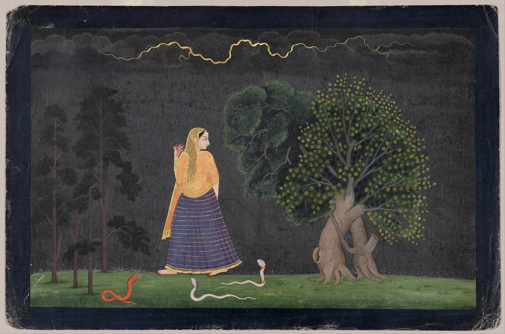 Heroine Rushing to Her Lover (Abhisarika Nayika ), detail