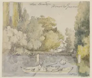 Boating, Horse and Groom, 1834., by Thomas Hosmer Shepherd, watercolor, 1834