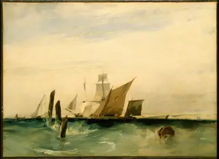 Seapiece: Off the French Coast, by Richard Parkes Bonington, oil, 1824