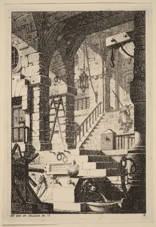 Fantasy of an Antique Prison, by Carl Schütz, ink, 1775