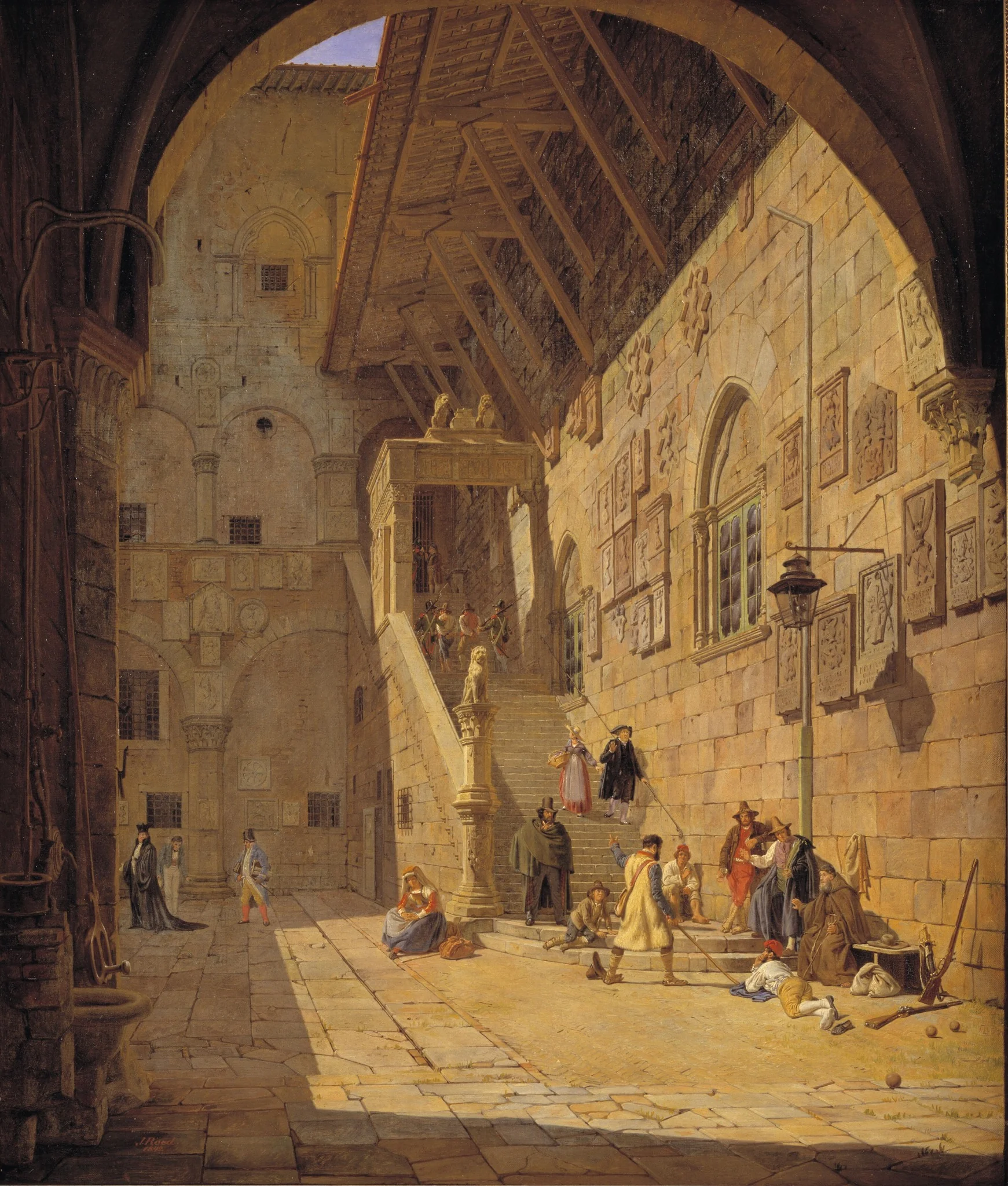 The Courtyard of the Palazzo del Bargello. Florence, detail