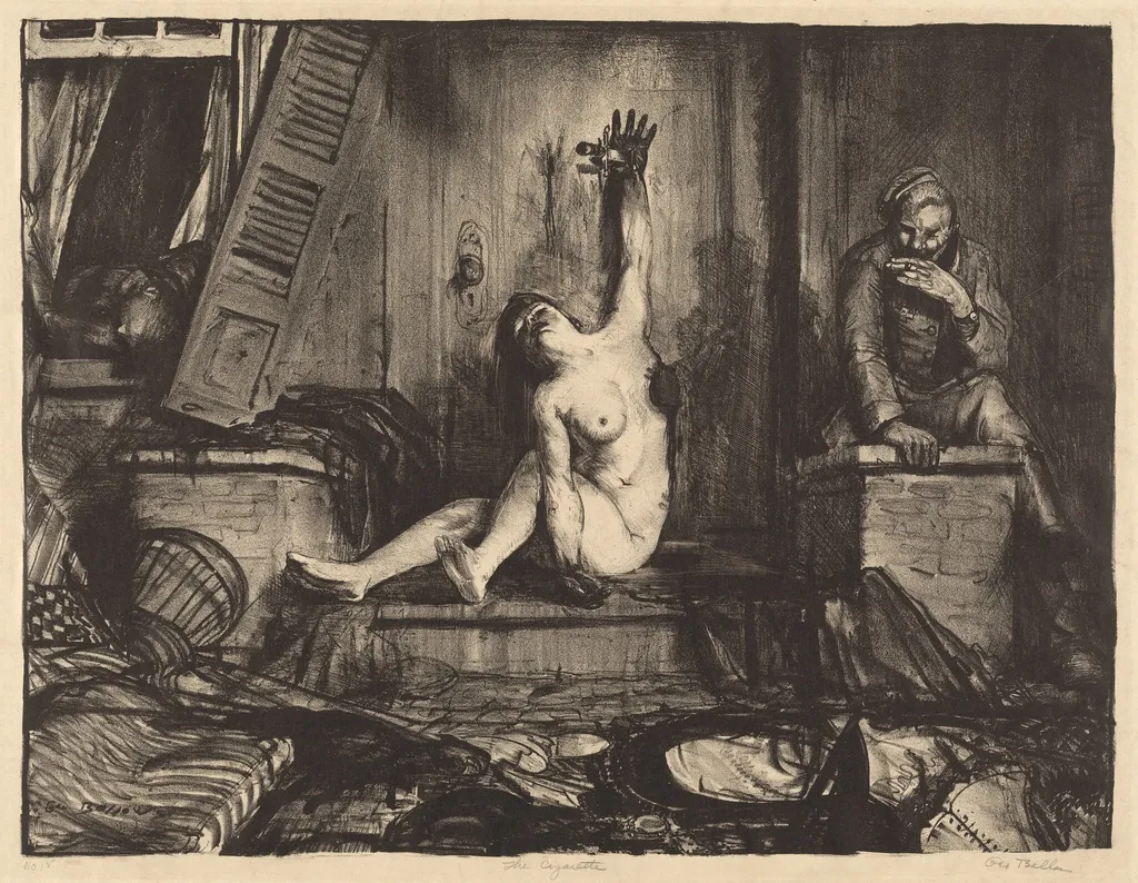 The Cigarette, by George Bellows, ink, 1918