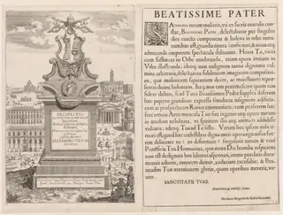 Frontispiece from "Prospectus Locurum Urbis Romae Insign[ium]", by Lievin Cruyl, 1666