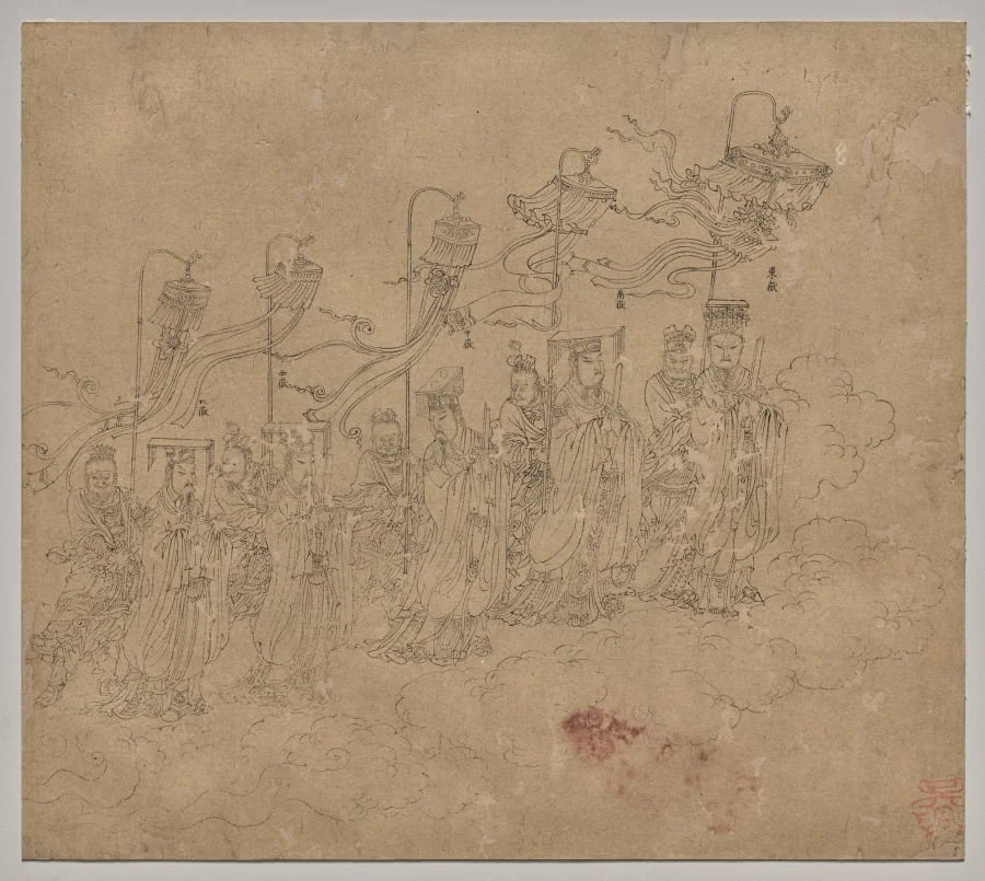 Album of Daoist and Buddhist Themes: Procession of Daoist Deities: Leaf 5, detail