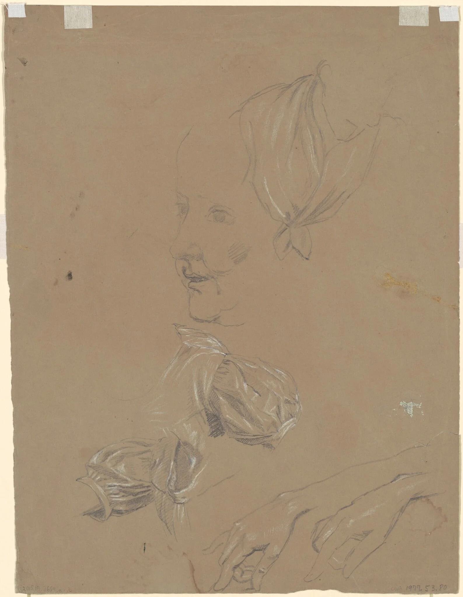 Studies of a Woman and Her Dress [verso], detail