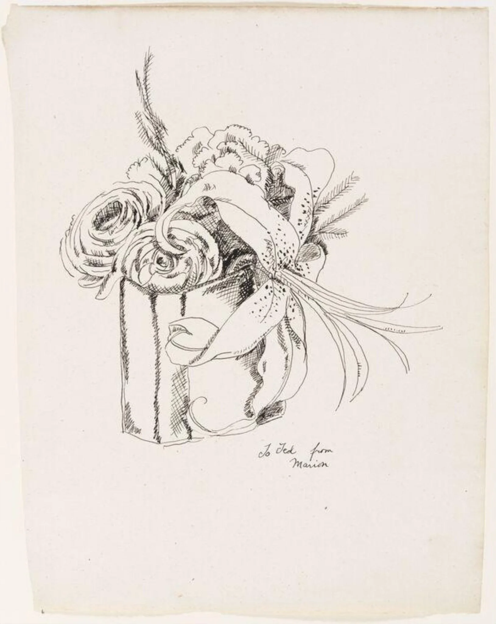 A Bouquet of Flowers (Lilies and Peonies), detail