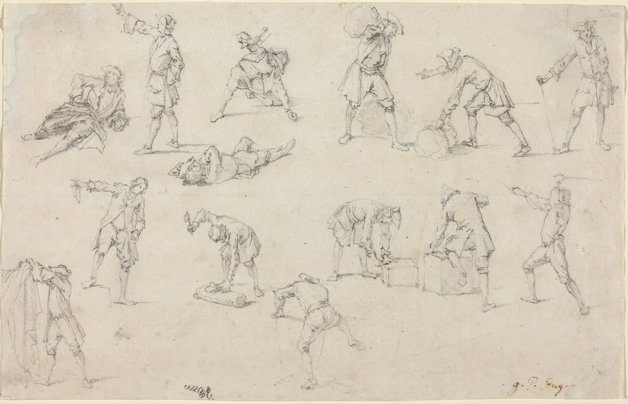 Studies of Soldiers in Camp, detail