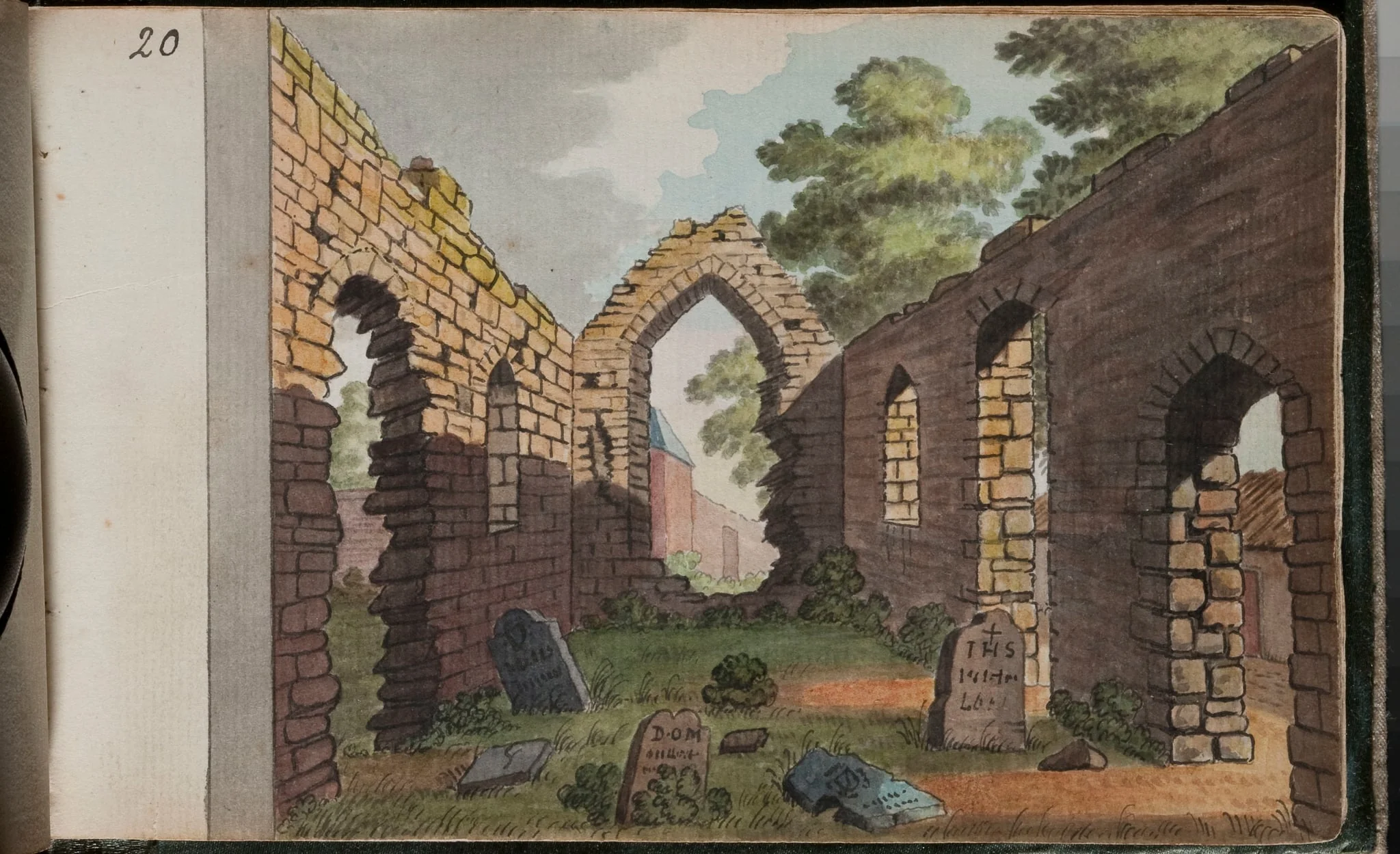 View of the inside of the old church at Killester, 2 1/2 miles from Dublin [...], detail