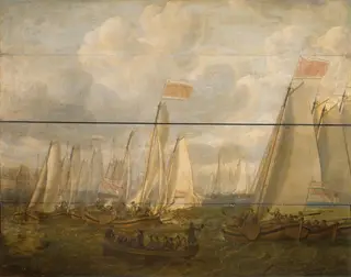 Marine Pageant on the Y off Amsterdam, by Abraham Alewijn, 1701