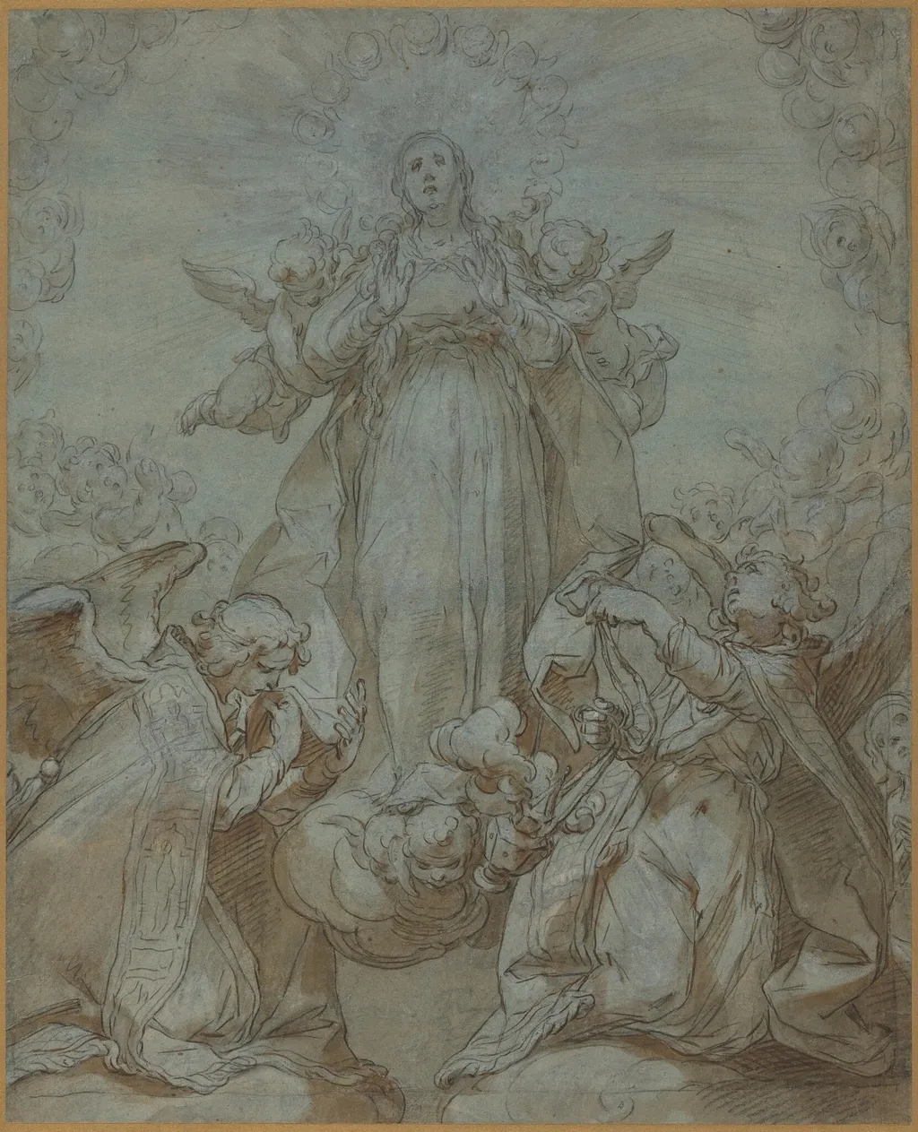 The Virgin in Glory, by Abraham Bloemaert, ink, 1608