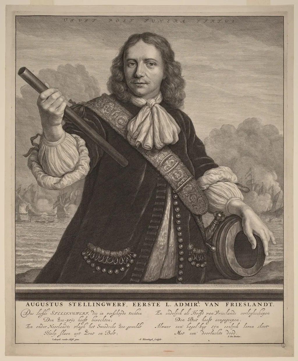Augustus Stellingwerf, First Lord Admiral of Friesland, by Abraham Blooteling, ink, 1665