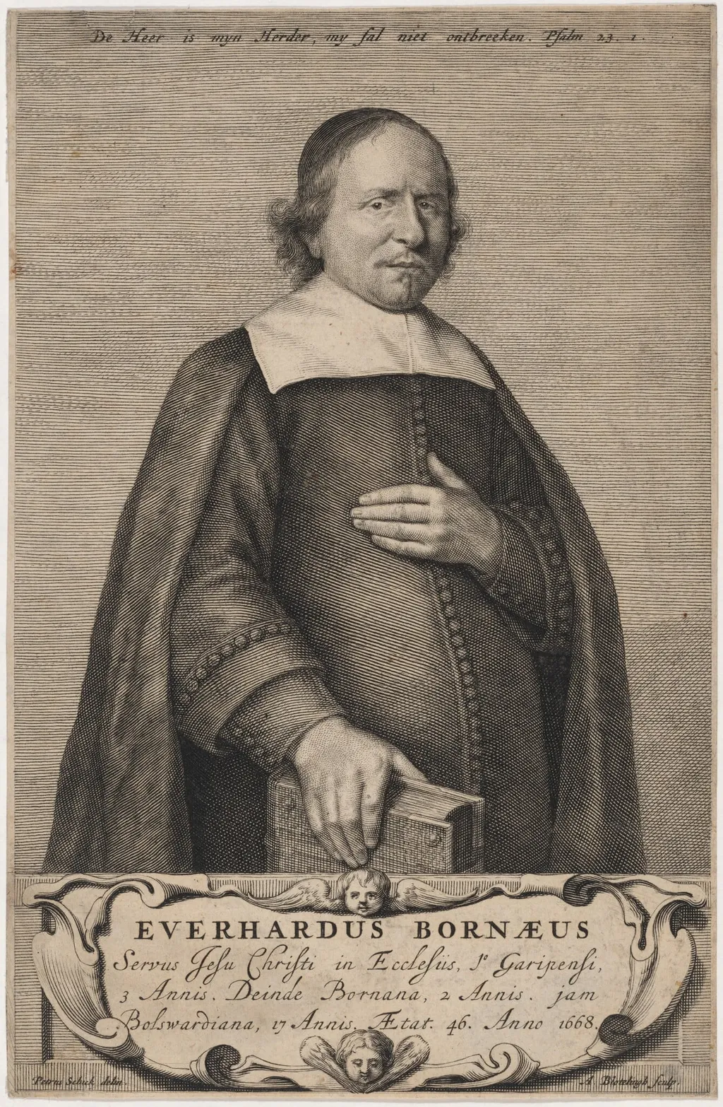 Everhard Bornaeus, by Abraham Blooteling, ink, 1668