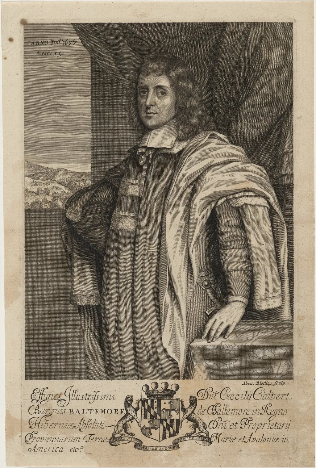 George Calvert, Lord Baltimore, by Abraham Blooteling, ink, 1657