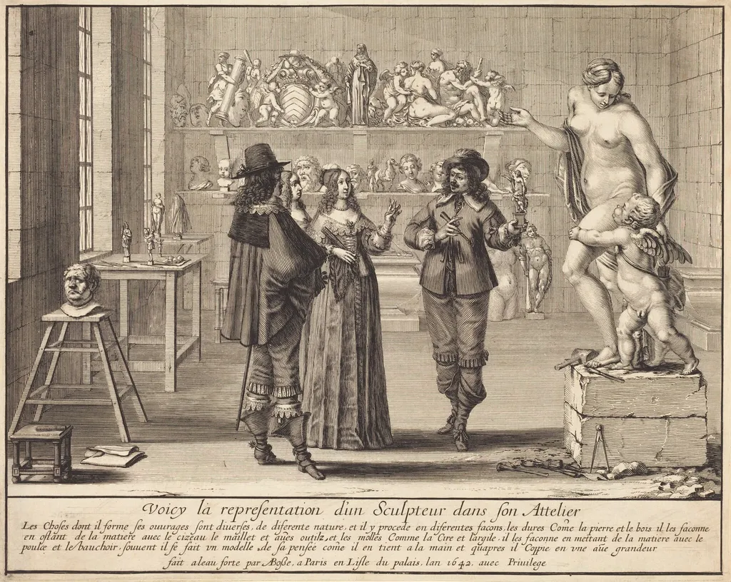 A Sculptor in His Atelier, by Abraham Bosse, ink, 1642