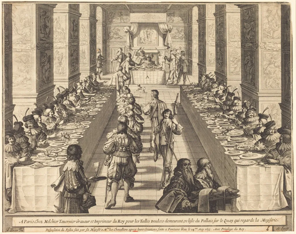 Banquet Given by the King to the New Knights, by Abraham Bosse, ink, 1633