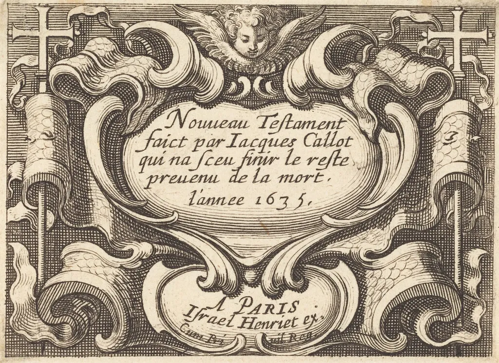 Frontispiece for Callot's "The New Testament", by Abraham Bosse, ink, 1635
