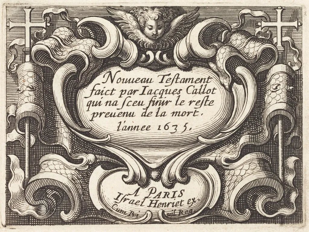Frontispiece for Callot's "The New Testament", by Abraham Bosse, ink, 1635