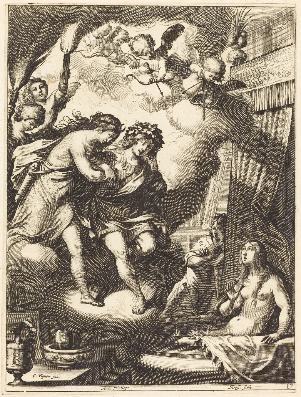 Illustration to Jean Desmarets' "L'Ariane", by Abraham Bosse, ink, 1639