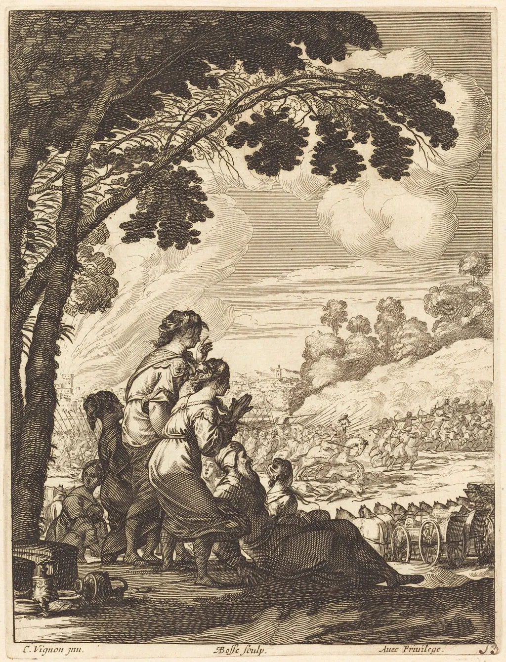 Illustration to Jean Desmarets' "L'Ariane", by Abraham Bosse, ink, 1639
