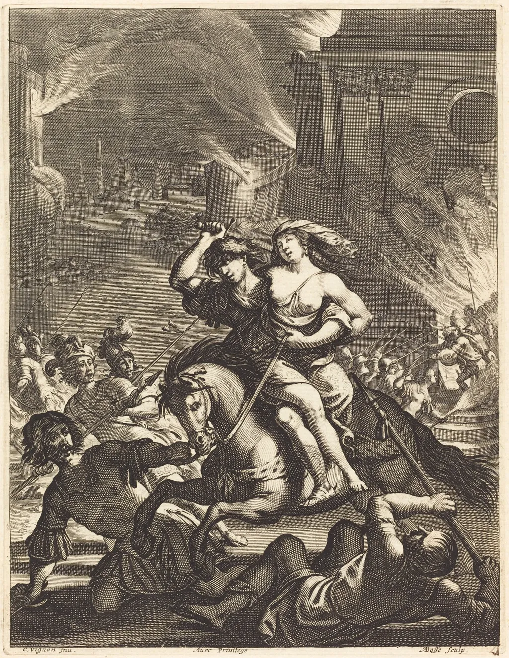 Illustration to Jean Desmarets' "L'Ariane", by Abraham Bosse, ink, 1639