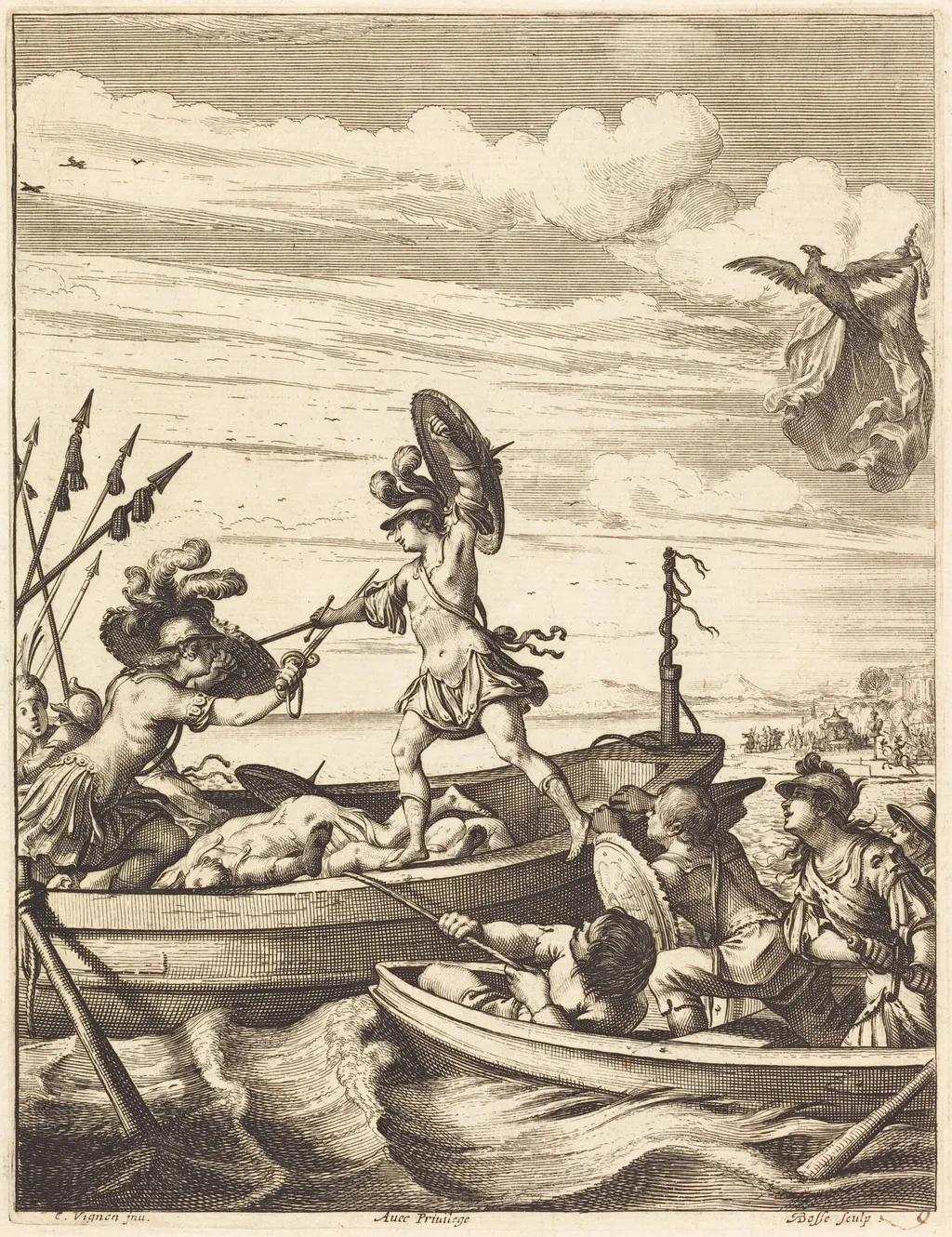 Illustration to Jean Desmarets' "L'Ariane", by Abraham Bosse, ink, 1639