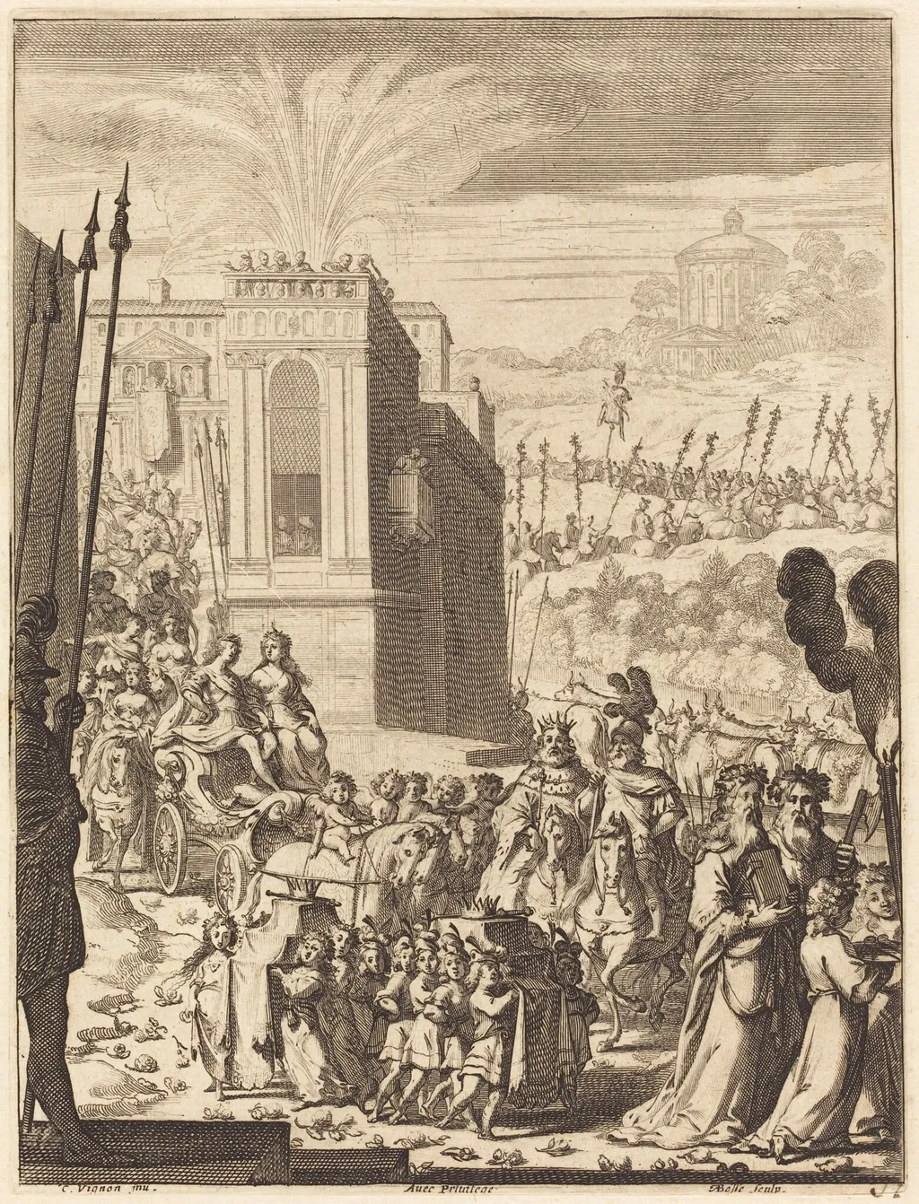 Illustration to Jean Desmarets' "L'Ariane", by Abraham Bosse, ink, 1639