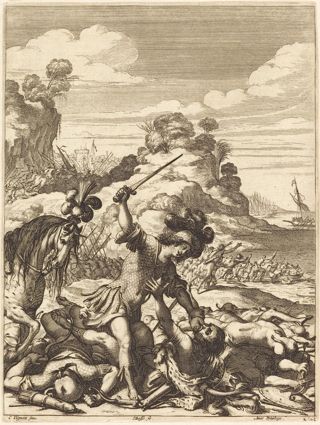 Illustration to Jean Desmarets' "L'Ariane", by Abraham Bosse, ink, 1639