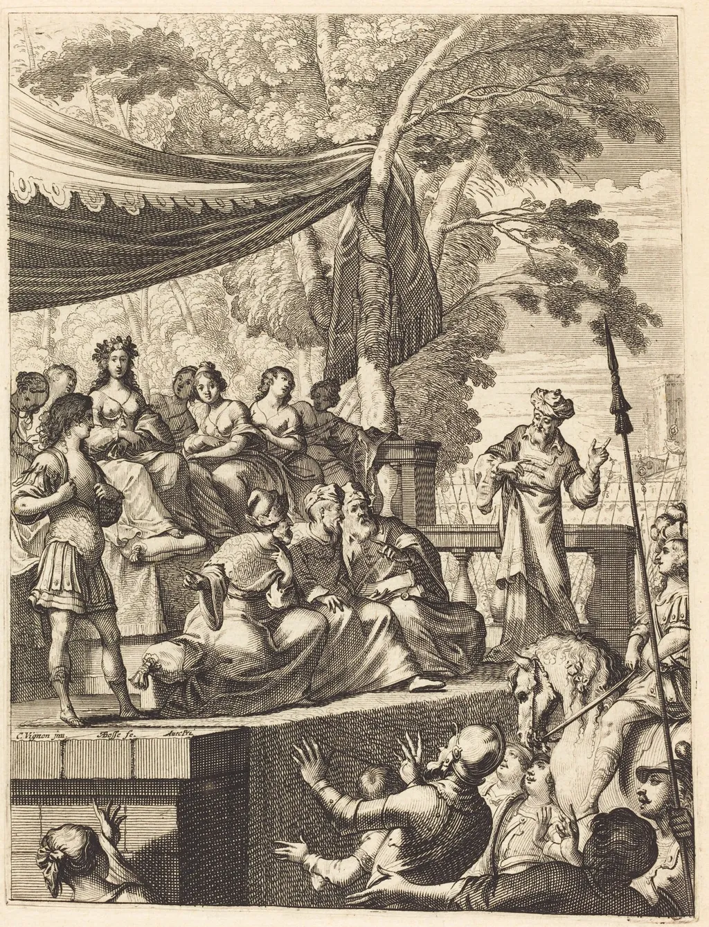 Illustration to Jean Desmarets' "L'Ariane", by Abraham Bosse, ink, 1639